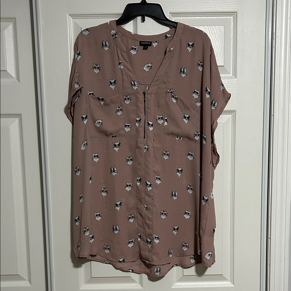 Torrid Blouse with Cat Design